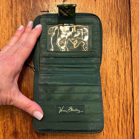 Vera Bradley Bifold Wallet Zippered Coin Button Enclosure Chelsea Green Floral - Picture 4 of 5